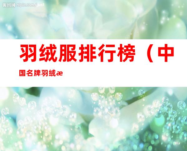 羽绒服排行榜(中国名牌羽绒服排行榜)