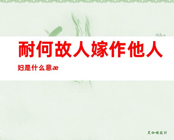 耐何故人嫁作他人妇是什么意思(奈何故人着新衣嫁作他人妇)