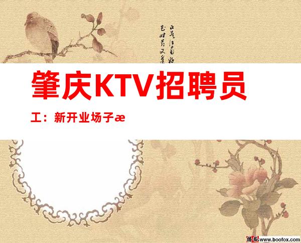 肇庆KTV招聘员工:新开业场子没有竞争没有任务起