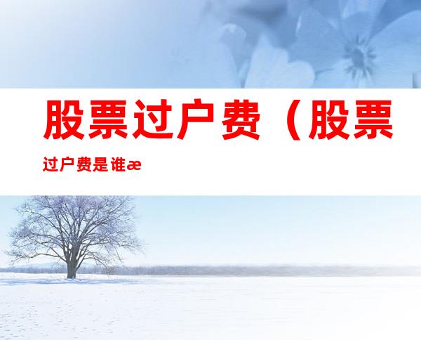 股票过户费(股票过户费是谁收取的)