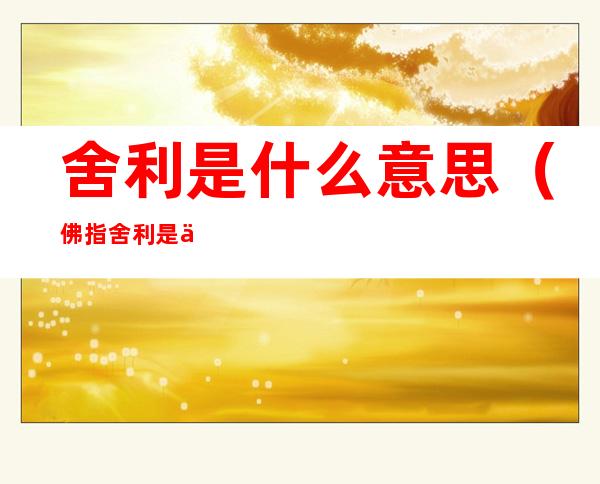 舍利是什么意思(佛指舍利是什么意思)