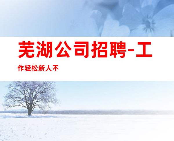 芜湖公司招聘-工作轻松新人不看颜子