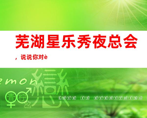 芜湖星乐秀夜总会,说说你对这家店的看法