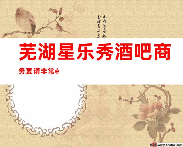 芜湖星乐秀酒吧商务宴请非常适合你