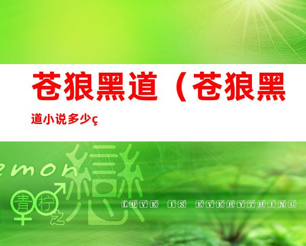 苍狼黑道(苍狼黑道小说多少章)