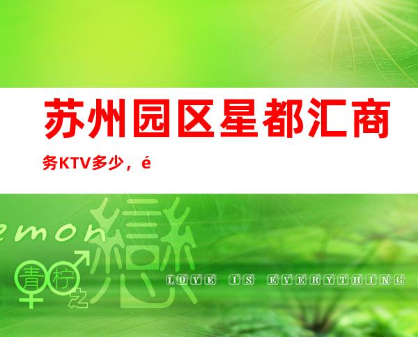 苏州园区星都汇商务KTV多少，酒水包厢价格。