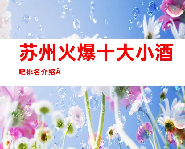 苏州火爆十大小酒吧排名介绍·这份超强榜单值得发现