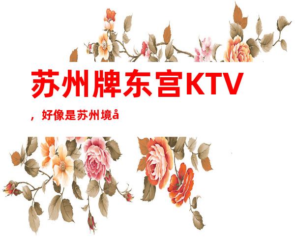 苏州牌东宫KTV，好像是苏州境内玩得很嗨的十大夜总会