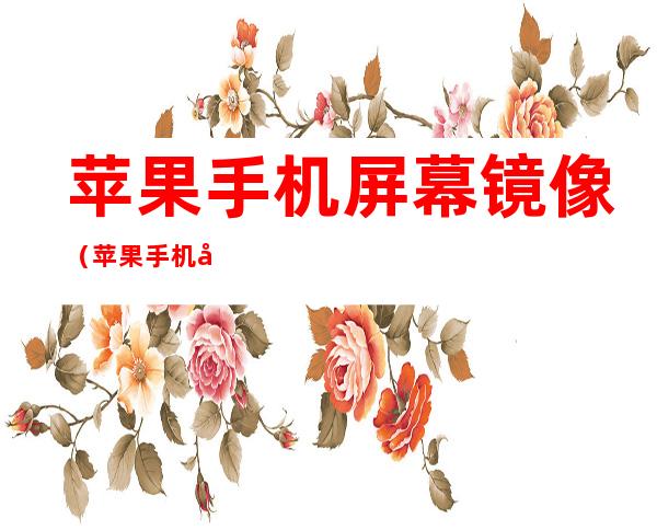 苹果手机屏幕镜像(苹果手机屏幕镜像怎么找到电视设备)