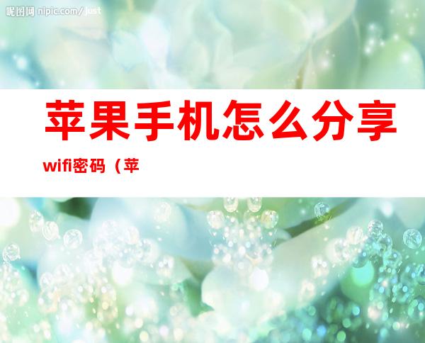 苹果手机怎么分享wifi密码(苹果手机怎么分享wifi密码给ipad)