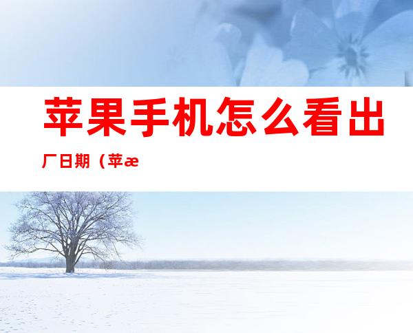 苹果手机怎么看出厂日期（苹果手机怎么看出厂日期微信）