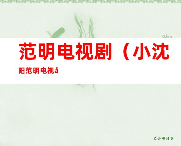 范明电视剧(小沈阳范明电视剧)