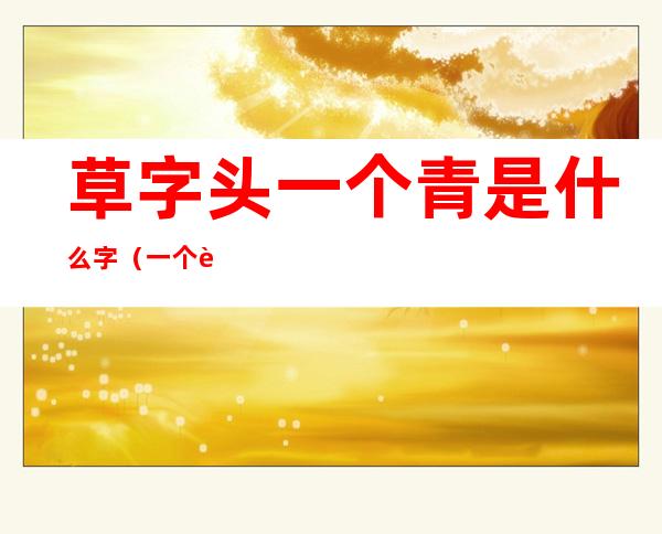 草字头一个青是什么字(一个草字头下面一个青是什么字)
