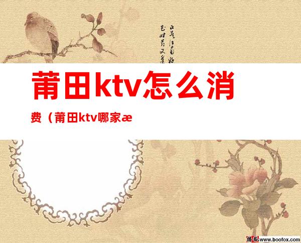 莆田ktv怎么消费(莆田ktv哪家比较便宜)