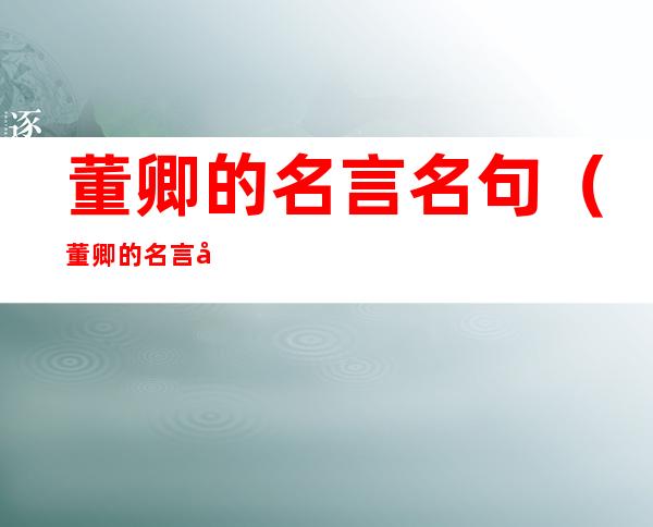 董卿的名言名句(董卿的名言名句渐行渐远)