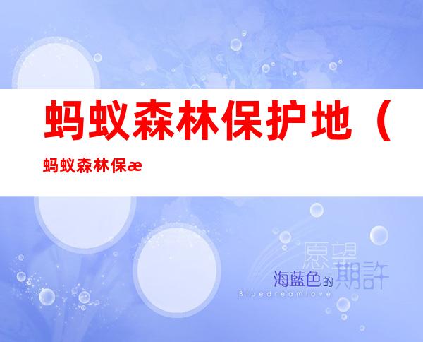 蚂蚁森林保护地(蚂蚁森林保护地怎么更换)