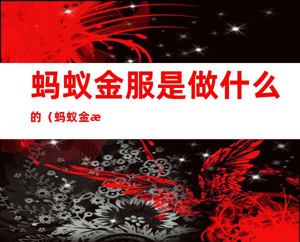 蚂蚁金服是做什么的(蚂蚁金服是做什么的公司)