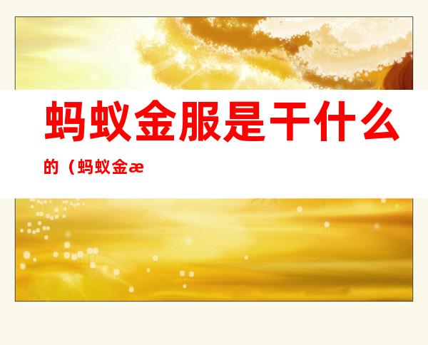 蚂蚁金服是干什么的(蚂蚁金服是干什么的公司)