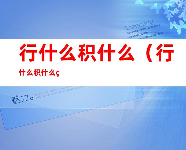行什么积什么(行什么积什么的成语词)