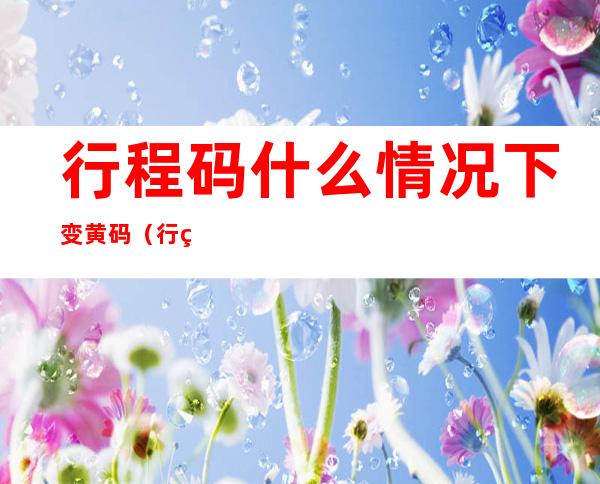行程码什么情况下变黄码(行程码什么情况下变黄码和红码)