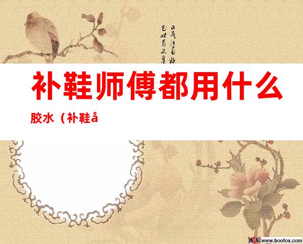 补鞋师傅都用什么胶水(补鞋师傅都用什么胶水在什么店卖)
