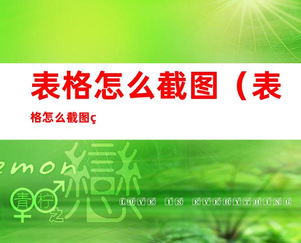 表格怎么截图（表格怎么截图筛选项里的内容）