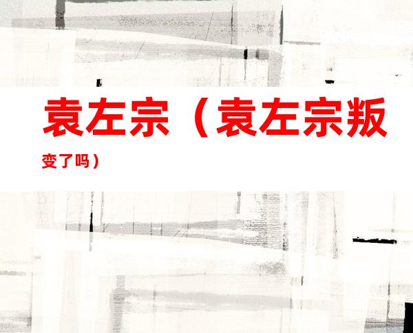 袁左宗(袁左宗叛变了吗)