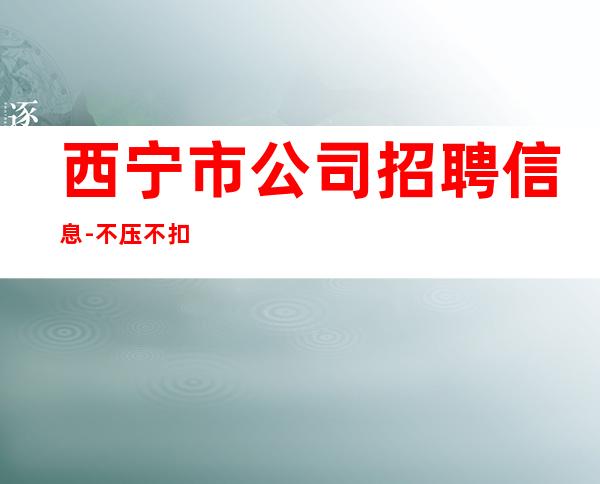 西宁市公司招聘信息-不压不扣