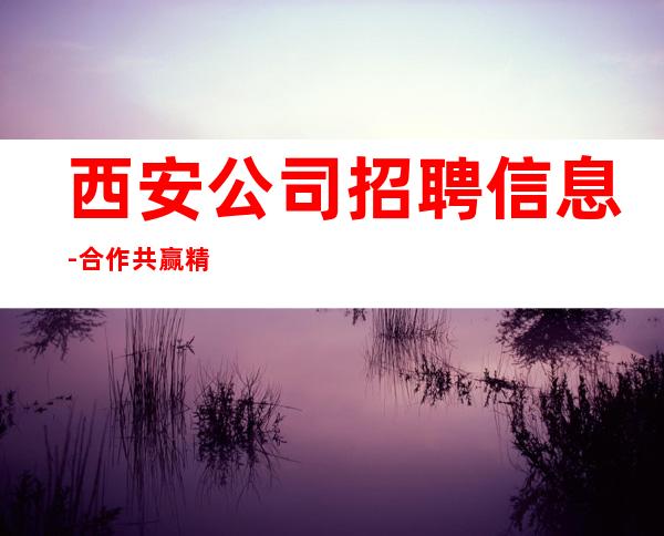 西安公司招聘信息-合作共赢精神共同夜总会赚