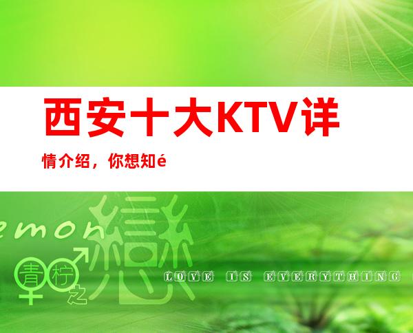西安十大KTV详情介绍,你想知道的都在这里