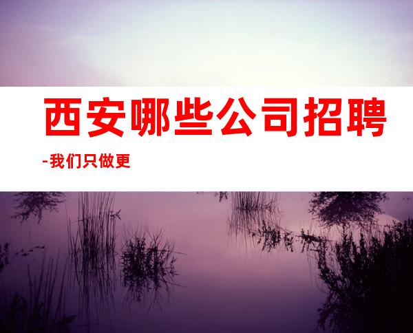 西安哪些公司招聘-我们只做更高场起步