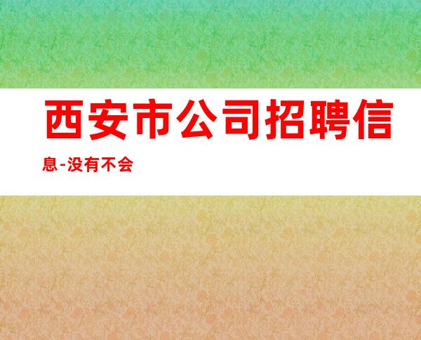 西安市公司招聘信息-没有不会干的事