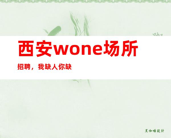 西安wone场所招聘,我缺人你缺钱