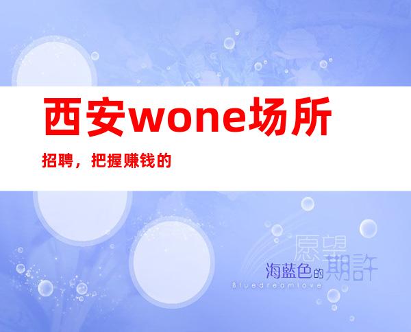 西安wone场所招聘,把握赚钱的机会