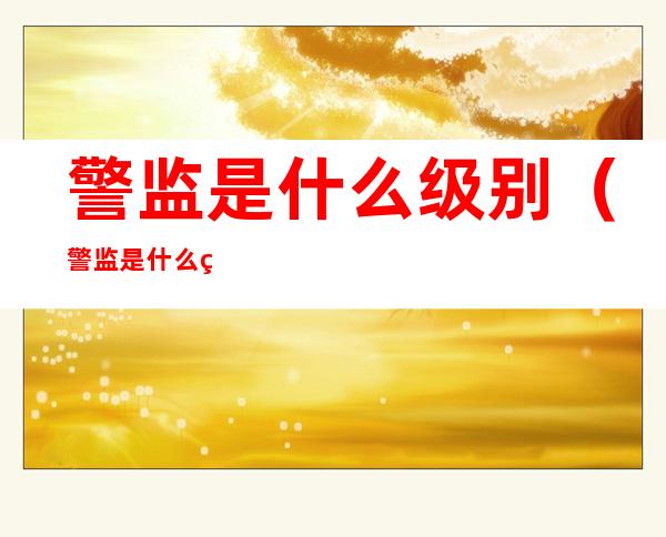 警监是什么级别(警监是什么级别待遇)