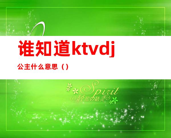 谁知道ktvdj公主什么意思()