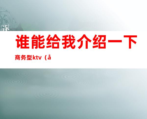 谁能给我介绍一下商务型ktv(商务型销售是什么)