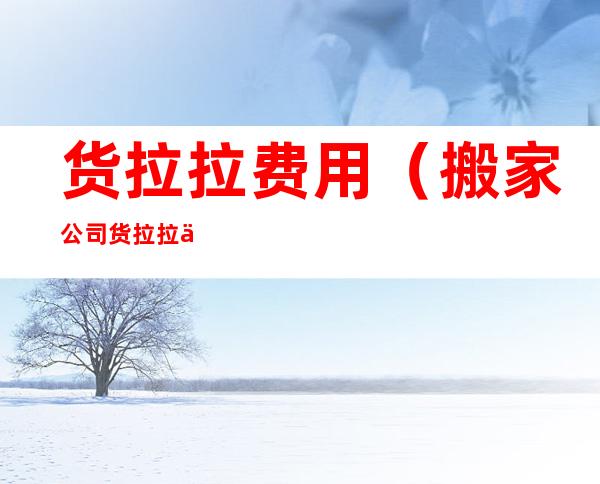 货拉拉费用(搬家公司货拉拉价格表)