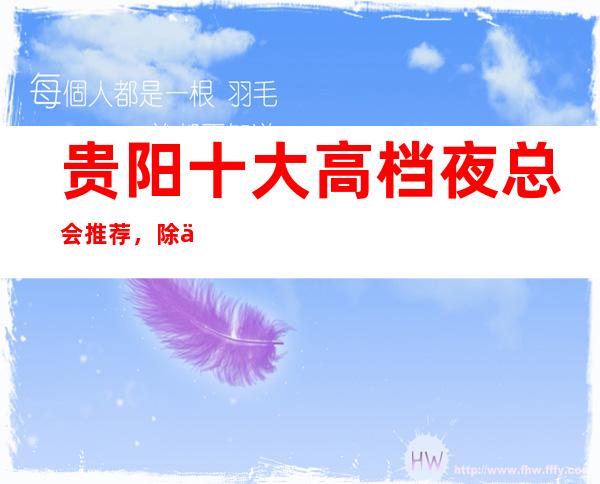 贵阳十大高档夜总会推荐，除了灯红酒绿还有什么？