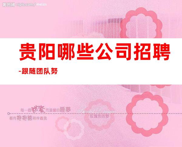 贵阳哪些公司招聘-跟随团队努力赚
