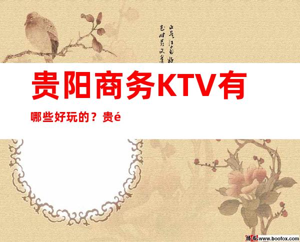 贵阳商务KTV有哪些好玩的? 贵阳十大KTV包厢消费攻略!