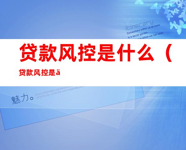 贷款风控是什么(贷款风控是什么工作)
