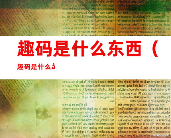 趣码是什么东西(趣码是什么 可靠吗)
