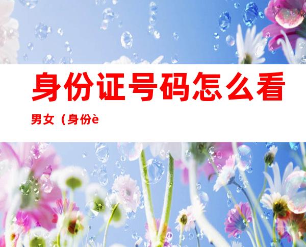 身份证号码怎么看男女（身份证号码怎么看男女倒数第二位）