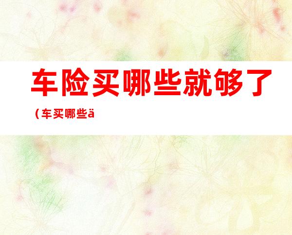 车险买哪些就够了(车买哪些保险就够了)