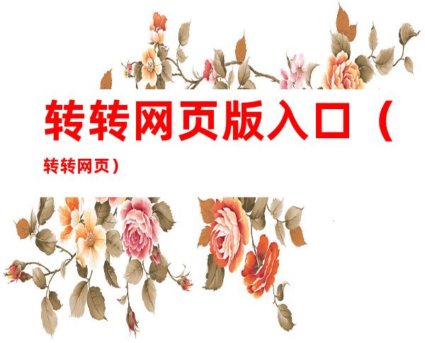 转转网页版入口(转转 网页)