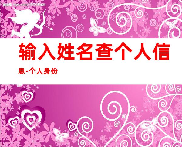 输入姓名查个人信息-个人身份调查