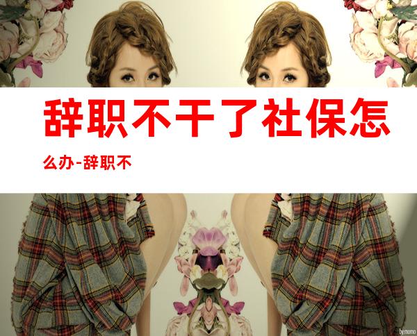 辞职不干了社保怎么办-辞职不干了社保怎么办