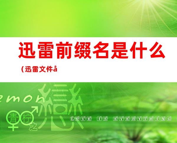 迅雷前缀名是什么(迅雷文件前缀)