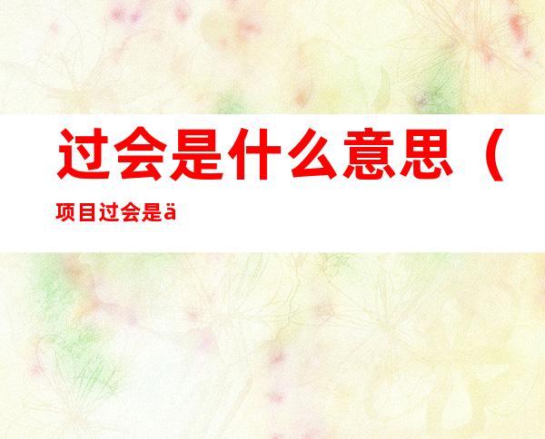 过会是什么意思(项目过会是什么意思)
